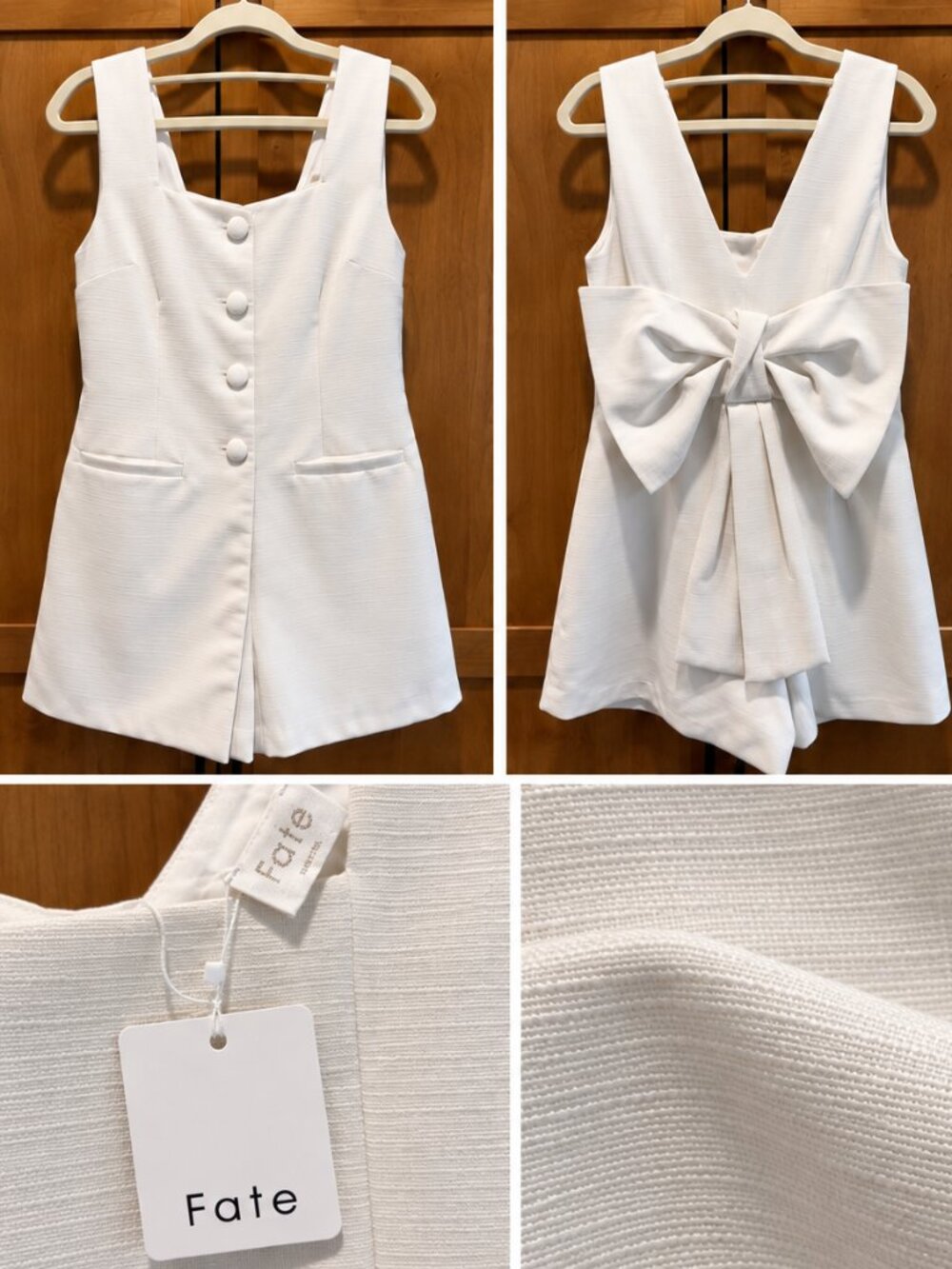 FATE NWT Off White Bow Back Romper Bridal Wedding Rehearsal Dinner
